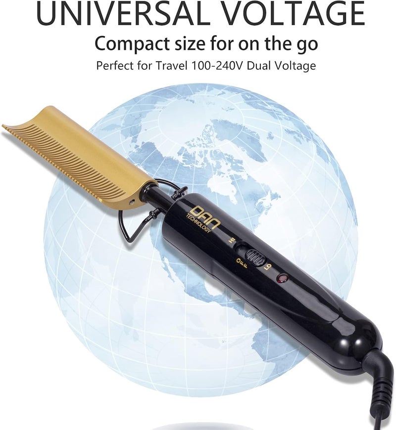 DAN Technology Curved Ceramic Hair Straightener and Heat Press Comb, 450°F Dual Voltage for Natural Black Hair, Portable for Travel & Home - Image 5